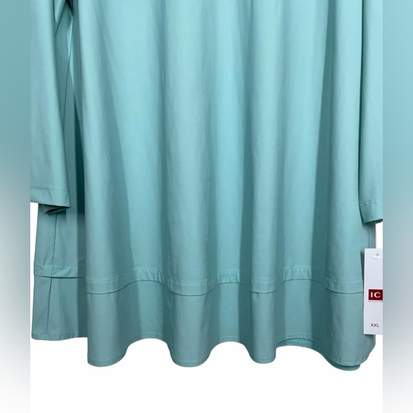 H P 🎉❣️NWT IC Collection Connie K Pleat Tunic Long Sleeve Aquamarine - Picture 3 of 12
